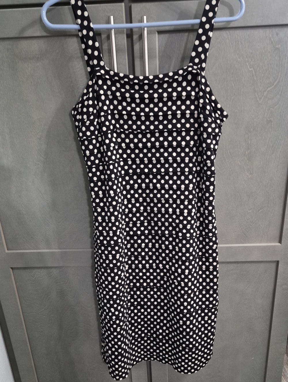 Sandra Darren Black and White Polka Dot Midi Dress
